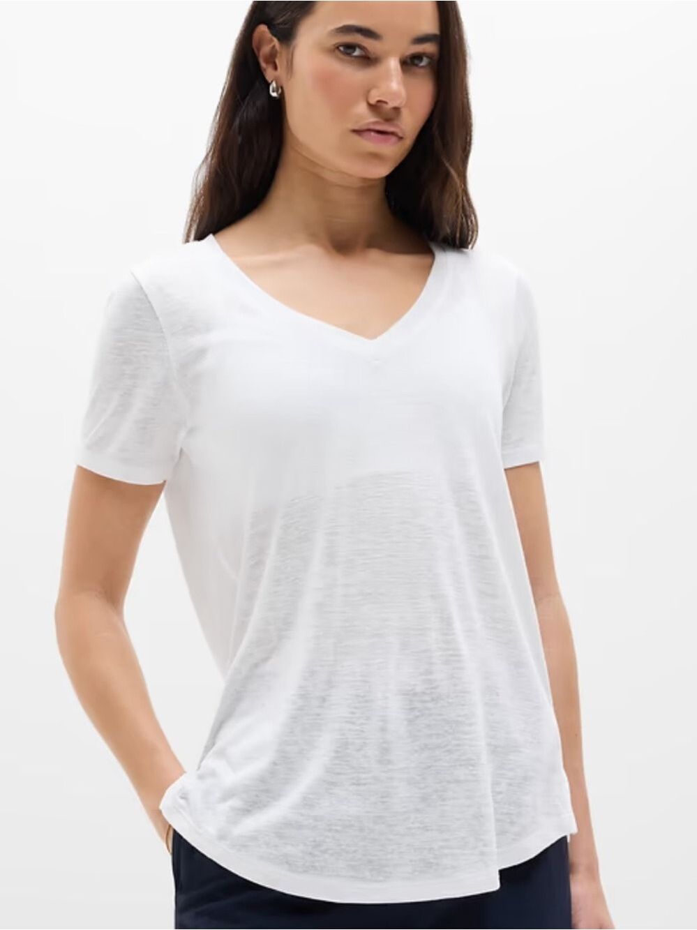 Athleta Breezy Scoop V-Neck Tee in Bright White XL